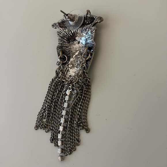 Dylan Lex Silver Statement Earrings with Chain Fringe - Picture 3 of 3